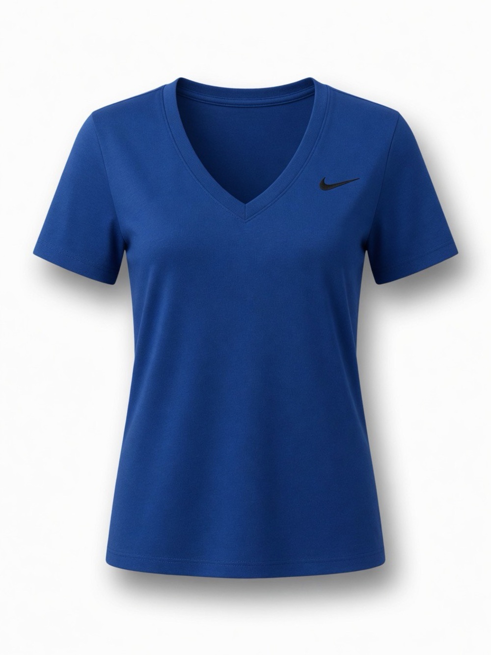Nike Dri-Fit Womens Regular Fit Tee Sz Large Solid Blue V-Neck Athletic Cut
